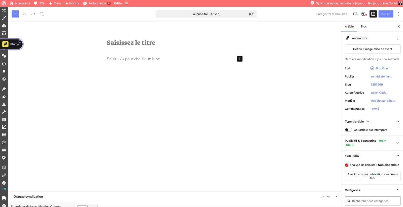 Capture : Back-office éditorial